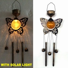 Decoração de jardim Vidro bola Solar iluminado borboleta Windchime