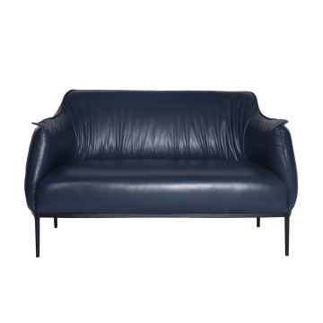 Modern Blue Leather Archibald Two Seat Chair