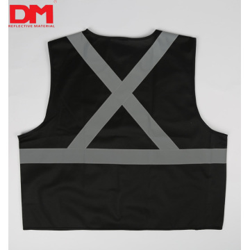 Black High Visibility Safety Vest X Pattern Back