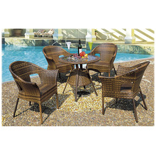 Round Glass Outdoor Freizeit Rattan Esszimmer