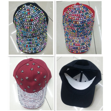 Moda personalizada Strass cristal 6-panel de béisbol cap sombrero