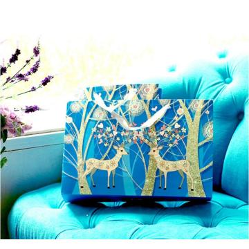 European Style Blue Christmas Deer Gift Paper Bags