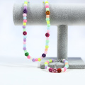 6X4CM cylindrical plastic bead bracelet necklace set