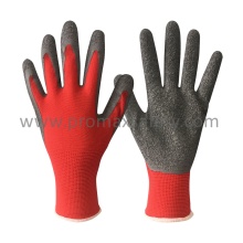13G Red Polyester Grey Latex Palm Coating Work Gloves