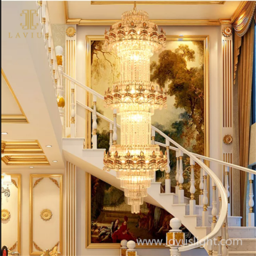 Hot crystal staircase chandelier for home decorations High luxury staircase chandelier