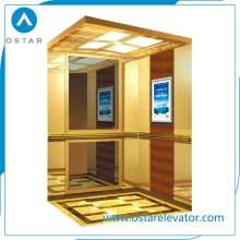 Gloden Mirror Etching Elevador de pasajeros con sistema de conducción de elevación Vvvf