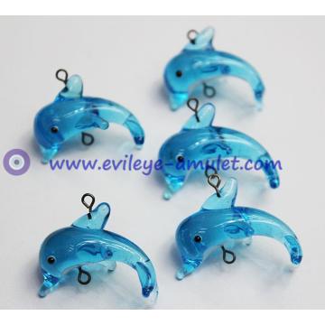 Turkish evil eye dolphin charm pendant