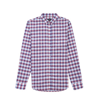 Chemise à manches longues teintes de fil de lin pour hommes