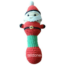 Custom mão OEM Crochet Natal Beard Santa Rattle Teething Toy