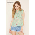 OEM Fashion Floral Tie-Neck Top