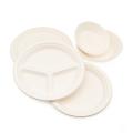 Bio compostable degradable tableware dinner sets 9 inch disposable sugarcane bassage paper pulp plate