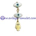 Mother Of Pearl Evil Eye Hamsa Hand Necklace Gold Plating