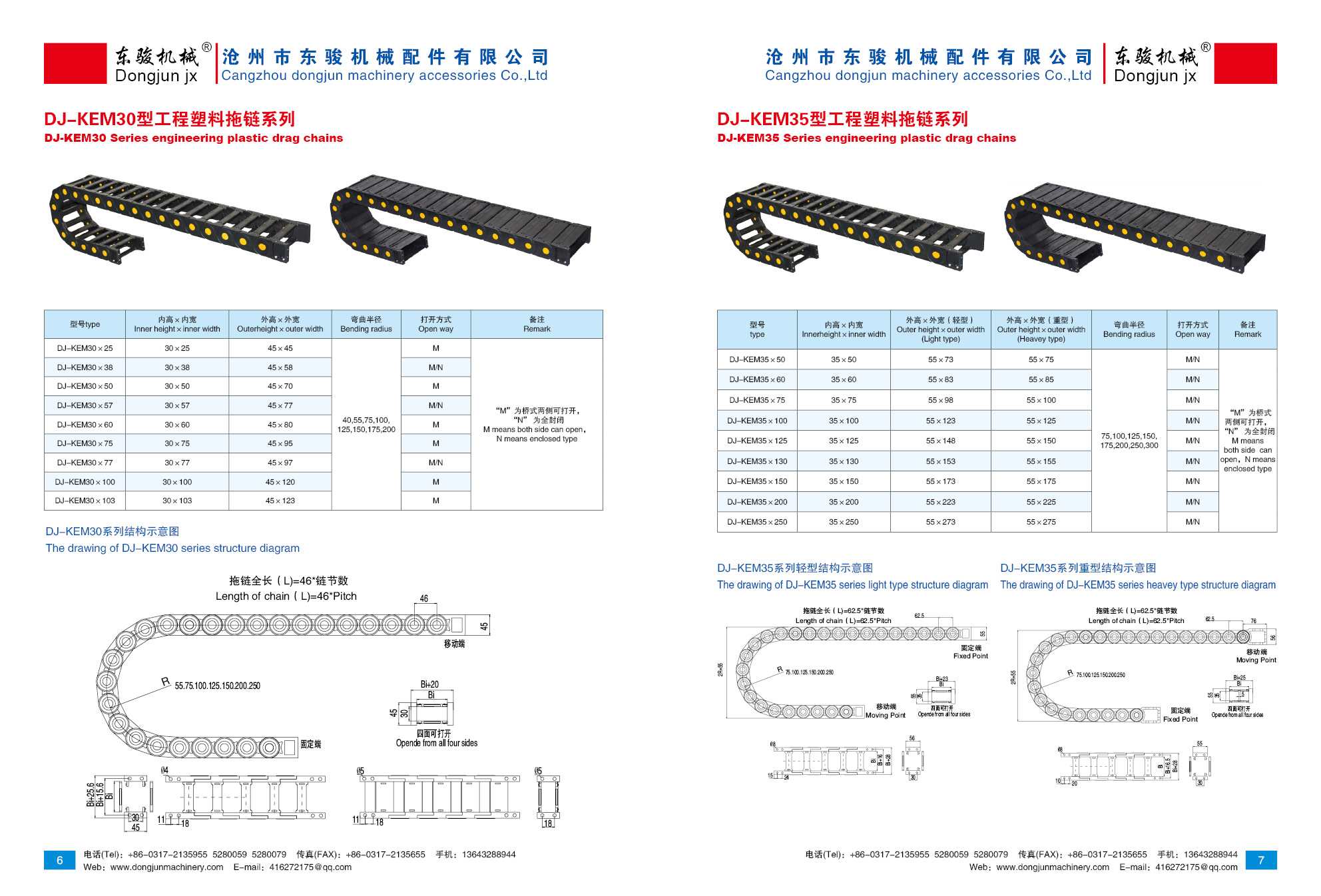 CNC Drag Chain size