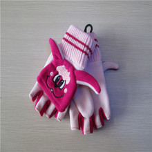 children's cut finger carton fleece gloves