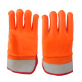 Fluorecent PVC Anti-coated gloves sandy finish safty cuff