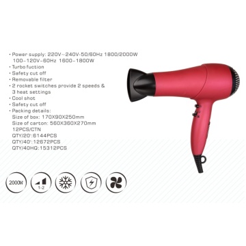 2000W Power Safety Cut off Blow Dryer with Turbo Function