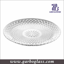 Large Round Engraved Glass Dinner Plate