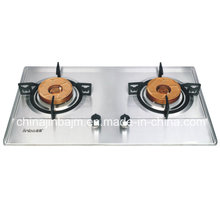 2 Burner Gloden Brass Burner Cap Built-in Gas Stove