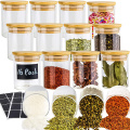 Glass Spicejar com tampas de bambu LAISTERS DE ALIMENTOS SECOS