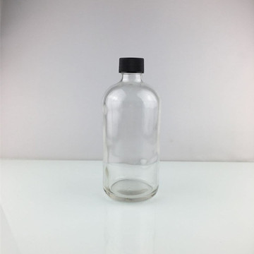 500ml Clear Boston Round Glass Bottle with Plastic Cap