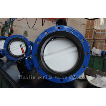 PTFE Disc Double Flanged Butterfly Valve with Ce ISO Approved