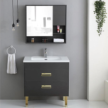 Cabinet de vanité de salle de bain moderne en bois de chêne