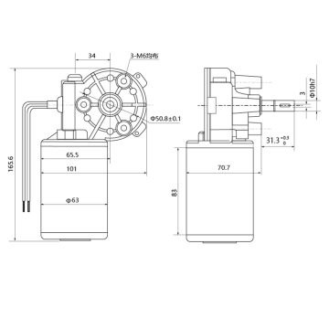 Maintex 24V 80W 320rpm Worm Gear Motor