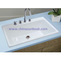 Sunboat Household Cast Iron Kitchen Sink Rectangular Single Slot Enamel Sink