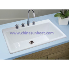 Sunboat Household Cast Iron Kitchen Sink Rectangular Single Slot Enamel Sink