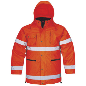 5 in 1 High Visibility Winter Parka Ropa impermeable Chaqueta reflectante de seguridad Adulto&#39;s