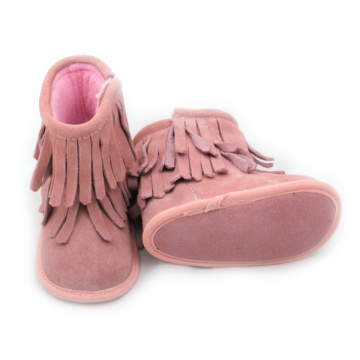 Botas de invierno para bebé niña de piel de ante rosa