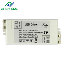 60W 24V 2.5A Transformador de controlador de luz LED blanca