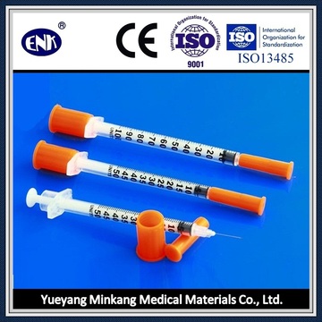 Медицинский одноразовый шприц для инсулина, с иглой (0,5 мл), с сертификатом Ce &amp; ISO