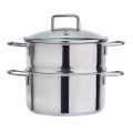 2-tier stainless steel saucepot with steamer insert