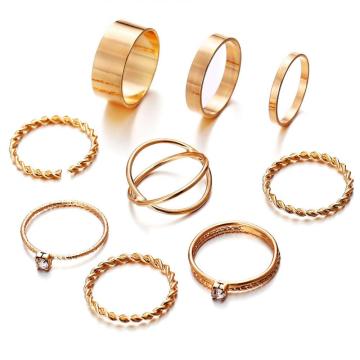 Set de anillos de moda de 9 piezas Conjunto de joyas de aleación de compromiso de fiesta de bodas