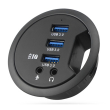 3 Anschlüsse USB 3.0 in-Desk Ladegerät Hub mit Audio und Lade-Ports für PC Handy