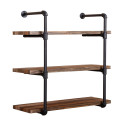 Industrial Steel Pipe Wooden Shelf