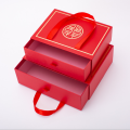 Красная свадьба подарочная коробка с ручкой золотая фольга