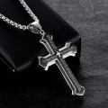 Stainless Steel Mens Cross Necklace With Bible Verse