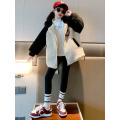 Girls' cotton wool sweater coat Autumn and winter casual thickened hooded jacket