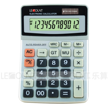 Calculadora dual de la oficina de la energía de 12 dígitos con la cubierta de aluminio dura (CA1223)