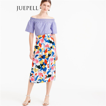 Floral Pintucked MIDI Women Skirt