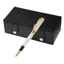 Stylo plume en métal promotionnel avec boîte cadeau en cuir noir