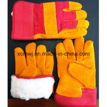 Invierno guantes de trabajo de cuero, guante de trabajo de invierno, cuero de vaca de grano Fleecy forrado invierno guantes de trabajo caliente