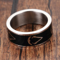 Letter Pattern Black Ring Designs Silver Color Ring