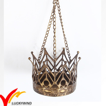 Hanging Golden Crown Metal Tealight Candle Holder