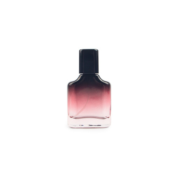 Botella de perfume de vidrio cuadrado rojo de 30 ml de gradiente