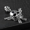 Large Gun And Skull Pendant Necklace For Guys