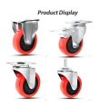 4Inch PU Caster Medium-Duty Swivel Red Steering Wheels