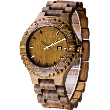 Montre de quartz en bois de santal complet personnalisé